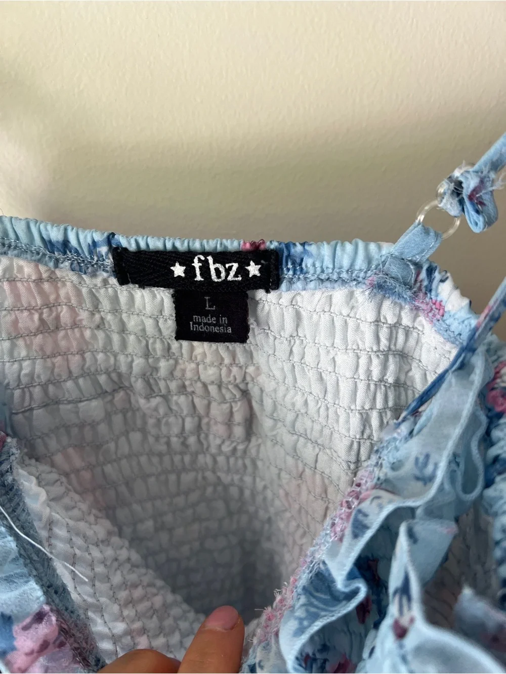 Flowers by Zoe Blue Floral Smocked Ruffle Hem Kids Dress
